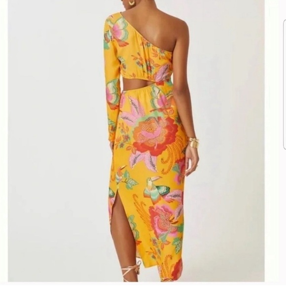 NWT farm rio one shoulder cut out midi dress from Anthropologie size small - Picture 3 of 5